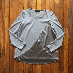 Fabiana Filippi Silk Women Metallic Shiny Bronze Platinum Grey Beige Layered Top